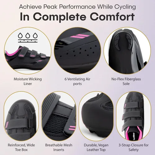 Miniatura 3 de Tommaso Pista Zapato de mujer para ciclismo interior, con taco compatible Look Delta, SPD, color negro, azul, rosa, blanco