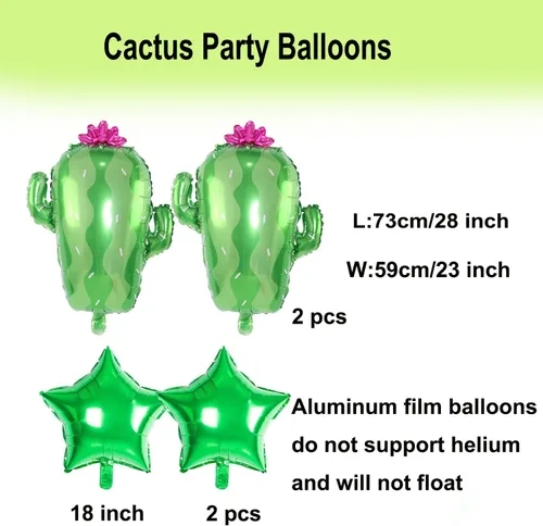 Miniatura 2 de Decoraciones de fiesta de cactus suculenta para fiesta de cumpleaños con globos de cactus, guirnalda, arco de plantas, globos de aluminio