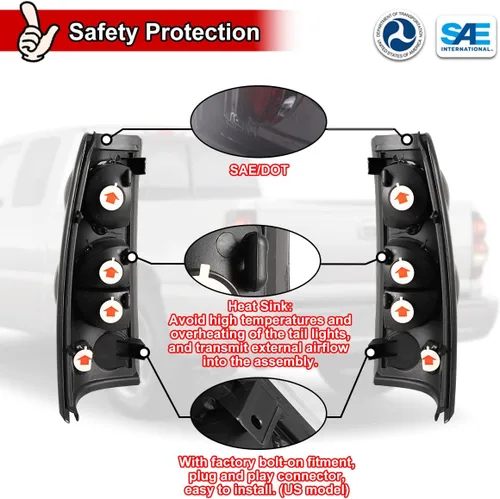 Miniatura 6 de Nixon Offroad Luces traseras para Chevy Silverado 1500 2500 3500 1999-2006 / GMC Sierra 1500 2500 3500 1999-2002 Luces traseras LED de repuesto