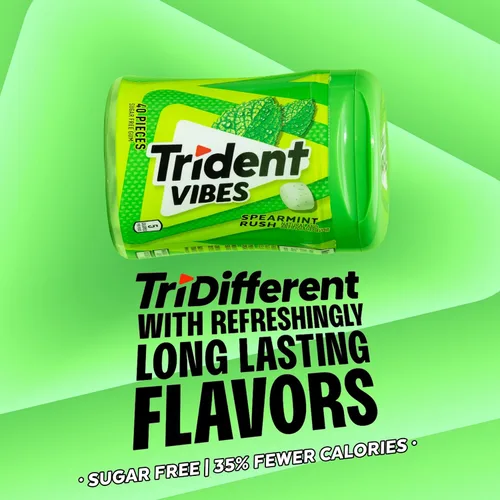 Miniatura 5 de Trident Vibes Spearmint Rush - Goma de mascar sin azúcar, 6 botellas de 40 piezas (240 piezas en total)