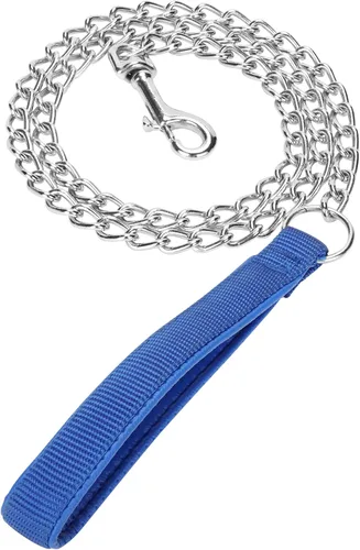 SGODA Cadena de metal resistente para perro, correa para perro a prueba de mordidas con mango suave para mascotas de tamaño grande de más de 50 Azul