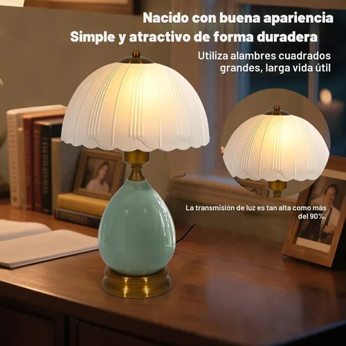 Miniatura 2 de Lámparas de mesa retro de cerámica para sala de estar, 16.73 pulgadas, moderna mesita de noche, lámparas tradicionales, lámpara clásica de cristal