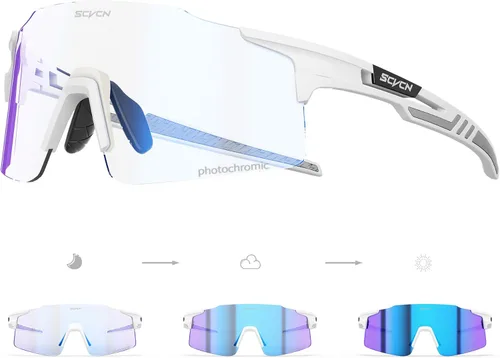 Miniatura 13 de SCVCN Fotocromático Ciclismo Gafas Deportivas Gafas de sol Hombres Mujeres Claro Bicicleta MTB UV400 Protección TR90 Frame Bike 01 Marco negro