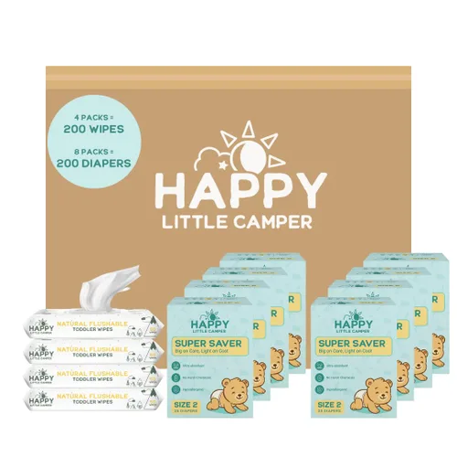Miniatura 9 de Happy Little Camper Pañales desechables naturales para bebés, ultraabsorbentes, talla 1 - hipoalergénicos, sin perfume y sin cloro (200 unidades)