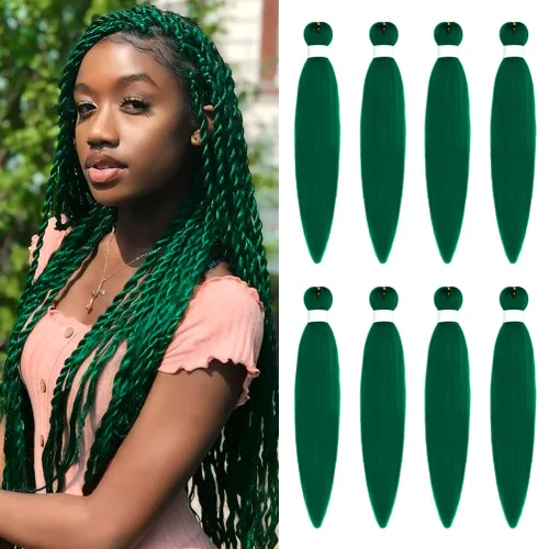 Miniatura 26 de 8 paquetes de extensiones preestiradas - 16 pulgadas de cabello trenzado premium, 55G/paquete, sin picazón, fijación en agua caliente, textura Perm