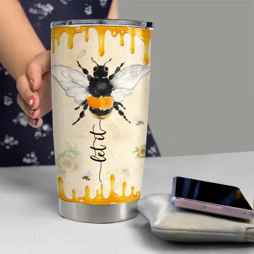 Miniatura 5 de SANDJEST Vaso personalizado de abeja con girasol de miel de 20oz 30oz con tapa, regalo para mujeres, niñas, hija, hermana, amantes de los animales
