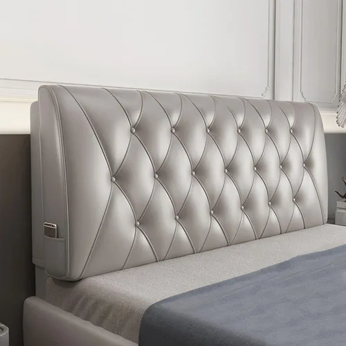 ZZYY Cabecera tapizada de piel sintética suave con botones para cama de tamaño doble/Queen/King, funda suave de soporte con cabecera, gris, Queen/59