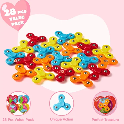 Miniatura 3 de JOYIN 28 unidades de juguete antiestrés con tarjetas de regalo, juguete de dedo con spinner para niños, juguete de favor de fiesta para intercambio
