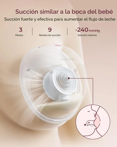 Miniatura 4 de Momcozy M5 Lite - Bomba extractora de leche manos libres portátil, brida DoubleFit para comodidad como la del bebé, 3 modos y 9 niveles de succión