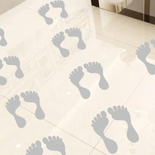 Miniatura 3 de 12 pares de 24 impresiones de huellas grises, calcomanías de pared para decoración de fiestas, calcomanías de pies de bebé