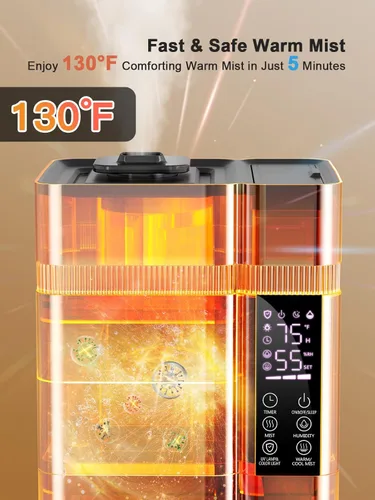 Miniatura 3 de Humidificadores de 13L/3.4 galones para dormitorio, humidificador ultrasónico de niebla cálida y fría para habitación grande, cubre 800 pies