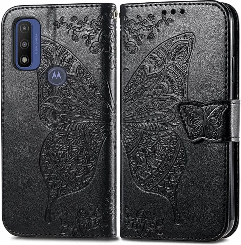 Miniatura 2 de Funda protectora para Motorola Moto G Pure para teléfono, funda protectora de piel sintética en relieve de mariposa para mujer, con ranuras