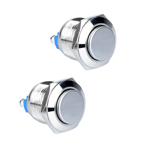 Miniatura 14 de Paquete de 2 interruptores de botón momentáneos de metal de 0.630 in, impermeables, IP66, terminales de tornillo antivandálicos de 12 V, 24 V, 36 V