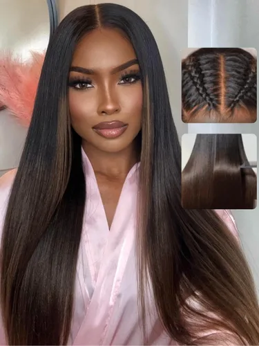 Miniatura 16 de UNICE Yaki - Pelucas de cabello humano lacio con encaje frontal 13x4, con cordón, Pre-Todo, sin pegamento, peluca de cabello humano frontal