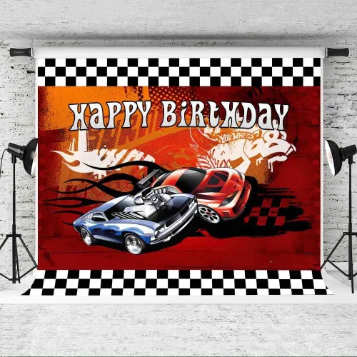 Miniatura 3 de EOA Ruedas de 5 (W) x3 (H) FT Wild Hot Racer Photogarphy Backdrops Fiesta de Cumpleaños Videojuegos Fondo de Carreras de Coches Niños Banner Sesión