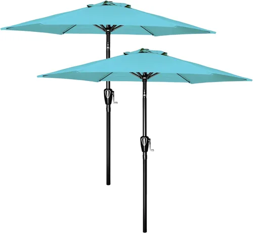 Miniatura 27 de Simple Deluxe sombrilla de patio de 7.5 pies, sombrilla de mesa para exteriores, sombrilla de jardín con botón de inclinación/manivela, 6 varillas