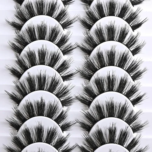 Miniatura 7 de FARRED - Pestañas postizas esponjosas de aspecto natural, pestañas cortas y finas, tiras de pestañas de 16mm, 10 pares, paquete de pestañas
