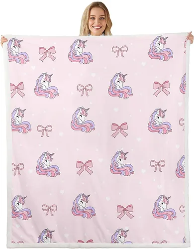 Miniatura 22 de Manta de franela de unicornio para todas las estaciones, manta romántica de carrusel de parque de atracciones, estilo princesa, diseño de cuento