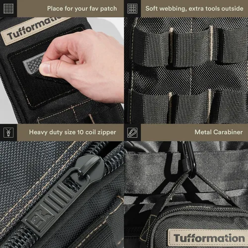 Miniatura 5 de Tufformation Bolsa Bolsillo de Herramientas Pequeña de Servicio Pesado, Estuche Organizador de Utilidad Portátil con Cremallera y Asa. Perfecto