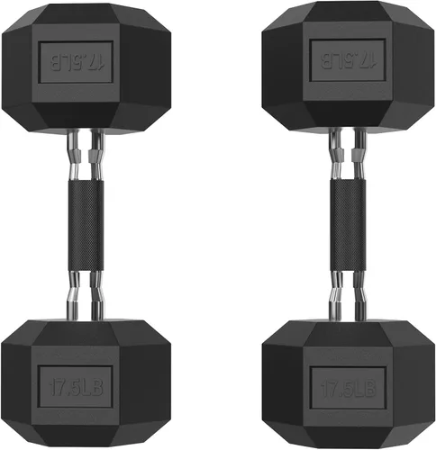 Miniatura 14 de PAPABABE HEX Juego de Mancuernas 2.5-125lb, Mancuernas de Gimnasio en Casa con Revestimiento de Goma, Mancuernas de Pesas para Ejercicio y Fitness