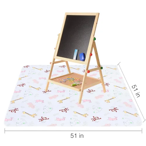 Miniatura 7 de Tapete de piso para salpicaduras de bebé para debajo de silla alta/artes/manualidades por CLCROBD, 51 pulgadas, impermeable, antideslizante, tapete
