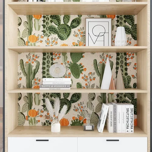 Miniatura 6 de VEELIKE Papel tapiz de cactus del desierto para despegar y pegar de 17.7 x 354 pulgadas, cactus verde, suculentas, flores, prepegado, extraíble