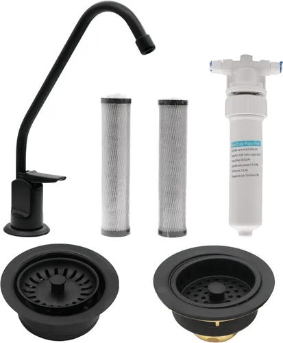Westbrass CO133-62 Kit de grifo dispensador de agua fría pura estilo Touch-Flo de 8 pulgadas con filtro, paquete de 2 cartuchos de repuesto, colador