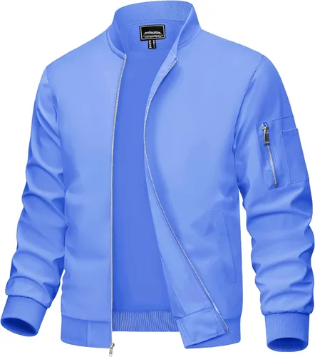Miniatura 11 de MAGCOMSEN Chaqueta para hombre, ligera, cortavientos, chaqueta bomber resistente al viento, chaqueta casual con cremallera, abrigos ropa exterior