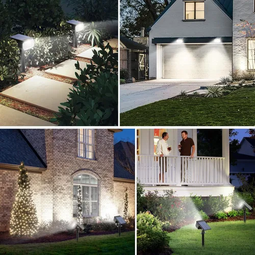 Miniatura 2 de Tadyreal Luces Solares de Foco para Exteriores Paquete de 10, [46 LED/3 Modos] Focos Solares para Paisajismo Impermeables, 2-en-1 Encendido/Apagado