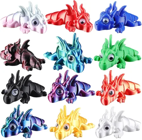 Miniatura 35 de Honoson 12 piezas de animales impresos en 3D 3D mini animales flexibles y articulados pequeños para aliviar el estrés de mascotas, para adultos