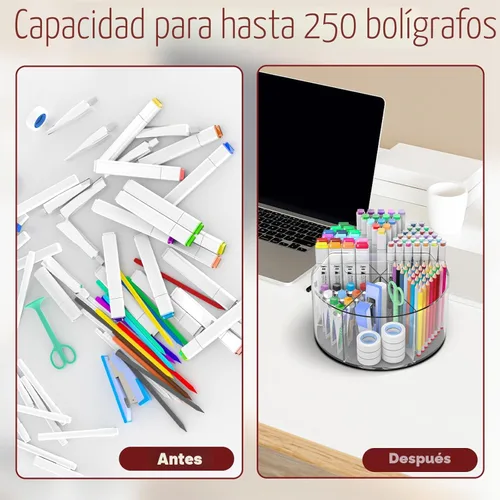Miniatura 3 de Organizador de Lápices y Bolígrafos de Acrílico Absonic, Porta Lápices Giratório de 360 Grados, Organizador de Ceras para Niños, Organizador