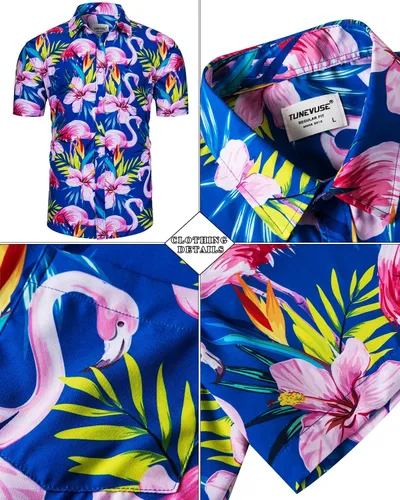 Miniatura 148 de TUNEVUSE Conjunto de camisas y pantalones cortos hawaianos para hombre, 2 piezas, trajes de playa con estampado de flores, traje tropical de verano