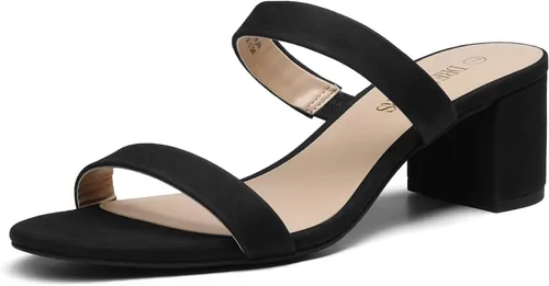 DREAM PAIRS - Sandalias de tacón grueso tipo bloque bajo, con dos correas y puntera abierta, para mujer