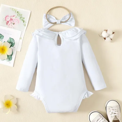 Miniatura 3 de SXSXSX Mameluco de 1er cumpleaños para niñas recién nacidas, traje con volantes