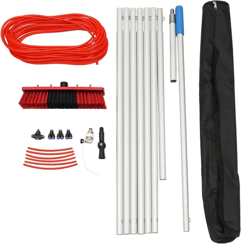 Miniatura 4 de Kit de poste de alimentación de agua, poste de limpieza de ventana ajustable de 26.2 ft de altura, cabezal de cepillo giratorio de 180°, cepillo