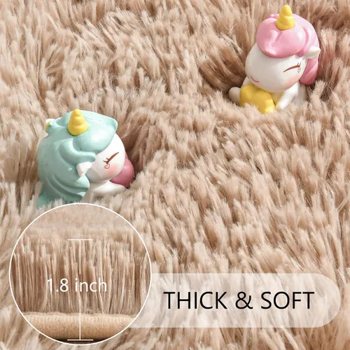 Miniatura 4 de Noahas Alfombras de Área Grandes y Esponjosas de 5x8 pies para Sala de Estar y Dormitorio, Alfombra Gruesa de Pelo Largo Beige y Blanca, Alfombra