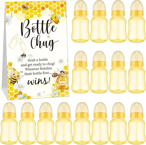 Miniatura 21 de TrelaCo Bottle Chug - Juego de 20 biberones para baby shower, con 1 letrero de papel kraft para revelación de género, suministros de fiesta, regalos