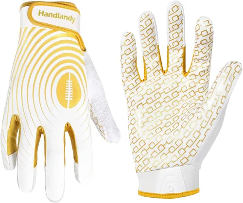 Miniatura 25 de HANDLANDY Guantes de fútbol para jóvenes, guantes receptores adhesivos para niños, guante de fútbol de súper agarre, mejor regalo para niños y niñas