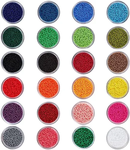 PH PandaHall 24000 cuentas de cristal multicolor 11/0, 24 colores de 0.079 pulgadas, cuentas redondas de poni, cuentas espaciadoras con caja de