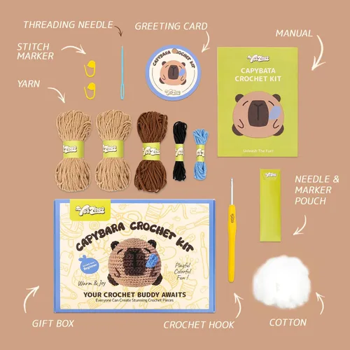 Miniatura 7 de Yeezhee Kit de ganchillo para principiantes, kit de animales de ganchillo con tutoriales en video paso a paso, kit de tejido para principiantes