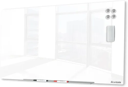 Miniatura 23 de J&J worldwide Pizarra blanca de vidrio magnético negro de 35 x 23 pulgadas, sin marco, de vidrio templado, borrado en seco, para montaje en pared