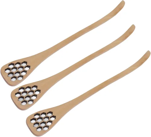 Miniatura 8 de Juego de 3 cucharas de miel, cucharas de miel talladas de madera, cucharas para mezclar y servir miel, ideal para el hogar, cocina y restaurante