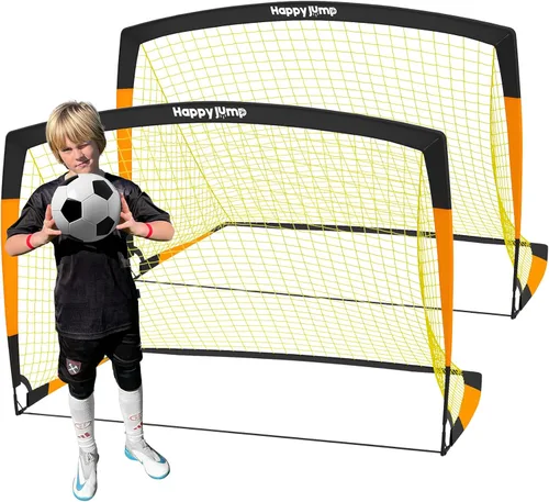Happy Jump Portería de fútbol 7'x5', 6.6'x3.3', 5'x3.6', 4'x3', 3'x2.2' Red de fútbol para patio trasero de niños