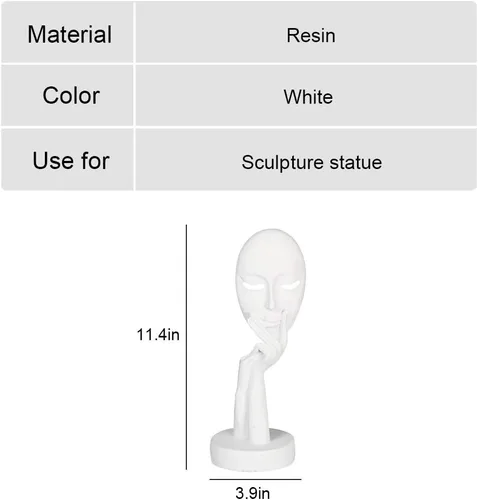 Miniatura 3 de Estatua abstracta de personajes artesanales para mujer, escultura de cara de resina, tallada a mano, estatua de dama pensante, decoración de Blanco