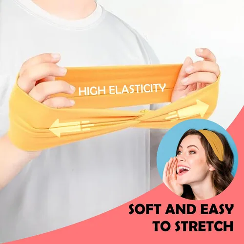 Miniatura 2 de Lotus78, Paquete de 12 diademas anchas para mujer, antideslizantes, modernas bandas deportivas para el cabello de mujer, bandas elásticas suaves