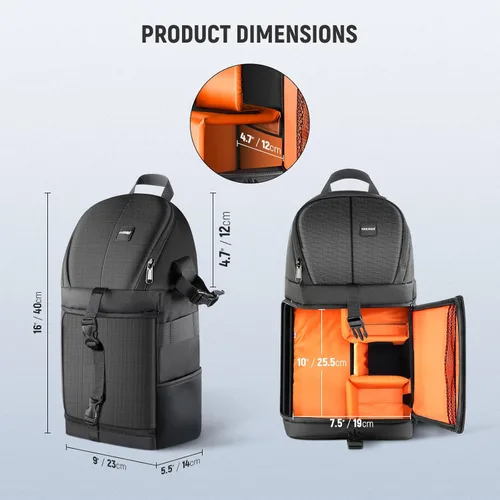 Miniatura 7 de Neewer Mochila profesional para cámara Nikon Canon, Sony y otras cámaras y lentes DSLR, trípode, otros accesorios, bolsa duradera impermeable