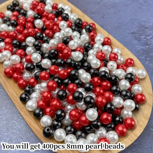 Miniatura 2 de Perlas de imitación, 400 piezas de cuentas para manualidades, perlas sueltas de 8 mm, cuentas con forma de bola para aretes, pulseras, collares