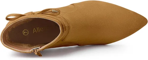 Miniatura 5 de Allegra K Botines con cremallera y tacón de bloque puntiagudo para mujer