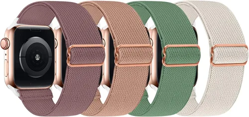 Correa ajustable de nailon Solo Loop compatible con Apple Watch de 1.496 pulgadas, 1.575 pulgadas, 1.614 pulgadas, 1.654 pulgadas, 1.732 pulgadas,