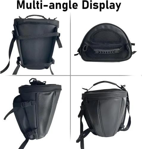 Miniatura 7 de Bolsa de cola para motocicleta, multifuncional, para guardar en el asiento trasero, bolsa de sillín, bolsa de tanque para motocicleta con correa